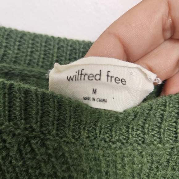 Wilfred Free Aritzia Sz M 100% Merino Wool Green Waffle Knit Women's  Sweater - Picture 4 of 7